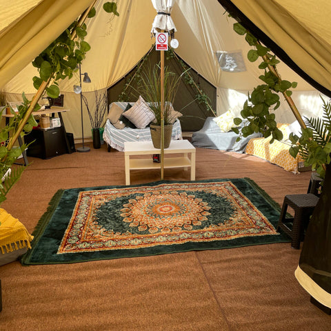 BTV 6 Skylight - 6m (Half PVC Light Roof) XL (1.2m High Walls) Water Resistant Cotton Canvas Bell Tent with Stove Hole