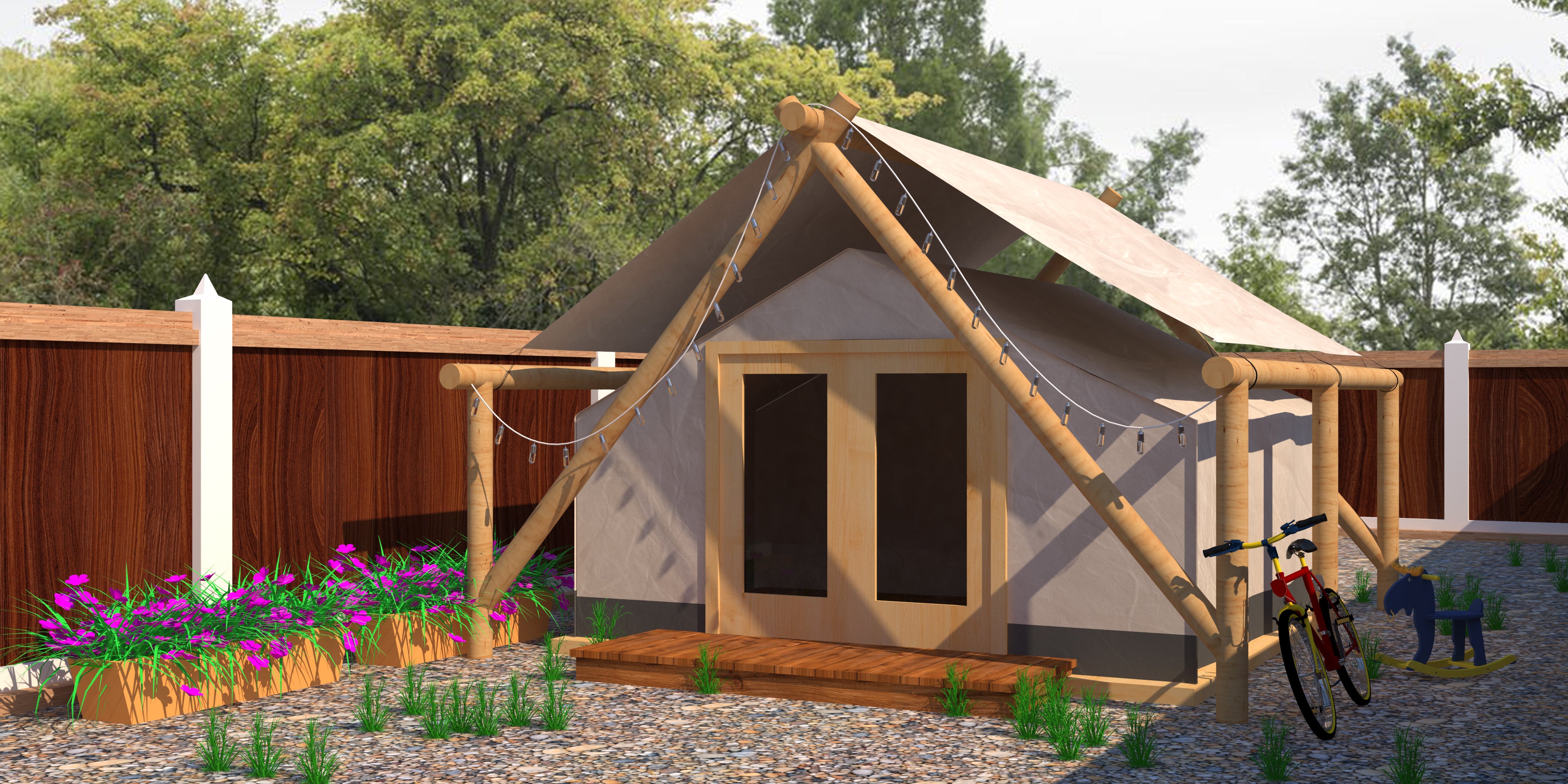 6x4 Canvas Tent Lodge With Roof Light