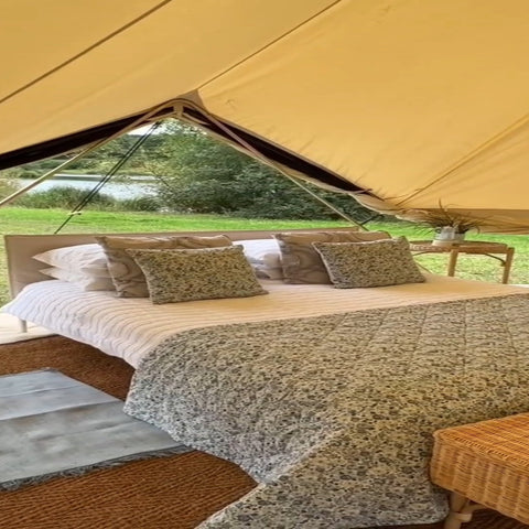 BTV 4 - 7m XL (1.2m High Walls) Water Resistant & Fire Retardant Cotton Canvas Bell Tent With Stove Hole (Double Door)