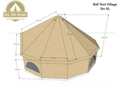 BTV 4 - 4m, 5m or 6m XL (1.2m High Walls) Water Resistant & Fire Retardant Cotton Canvas Bell Tent With Stove Hole (Single Door)