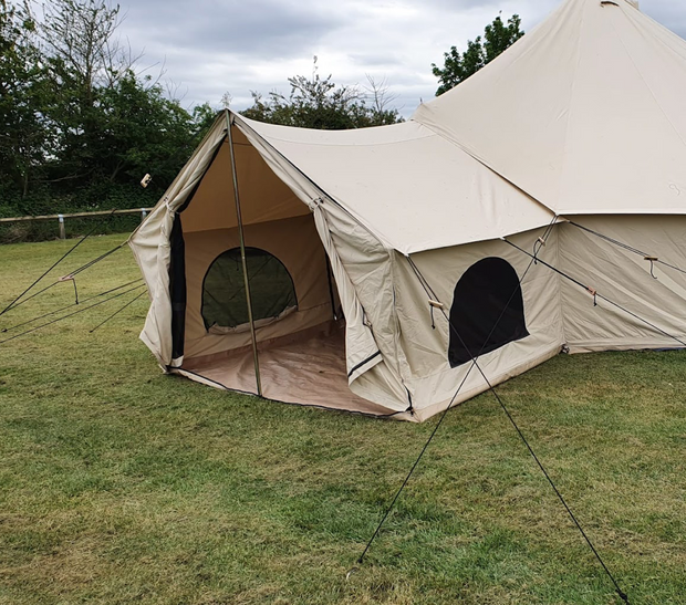 BTV 6 Skylight - 6m (Half PVC Light Roof) XL (1.2m High Walls) Water Resistant Cotton Canvas Bell Tent with Stove Hole